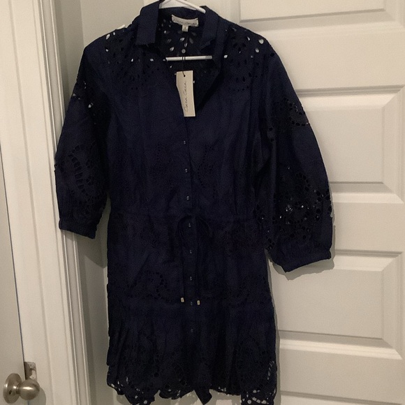 Cara Cara Dresses & Skirts - Cara Cara Navy Eyelet Dress, Brand New